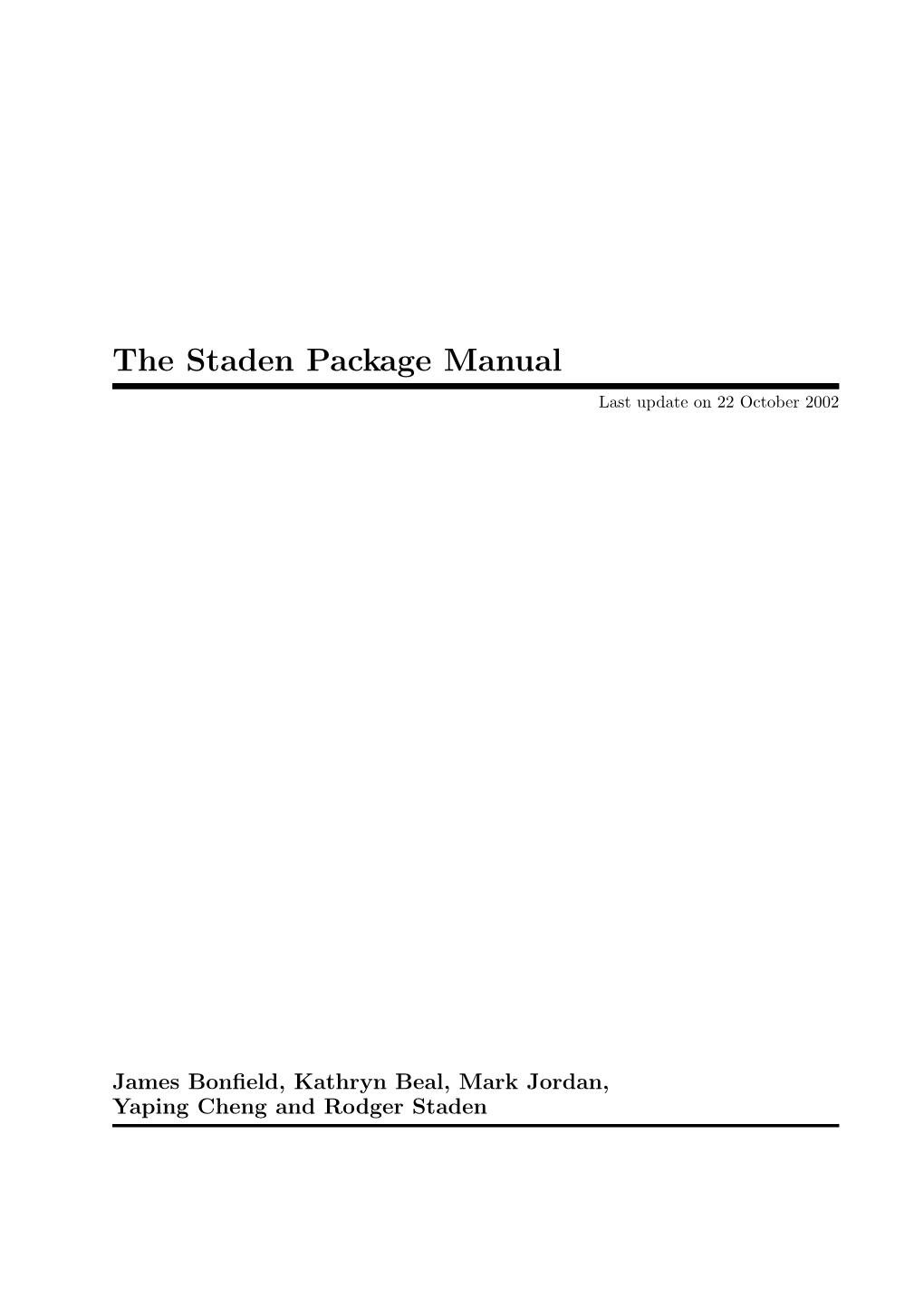 The Staden Package Manual Last Update on 22 October 2002