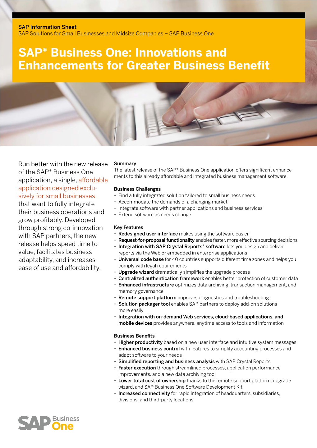 SAP® Business One: Innovations and Enhancements for Greater Business Benefit