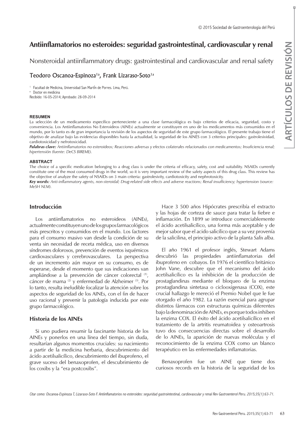 Seguridad Gastrointestinal, Cardiovascular Y Renal