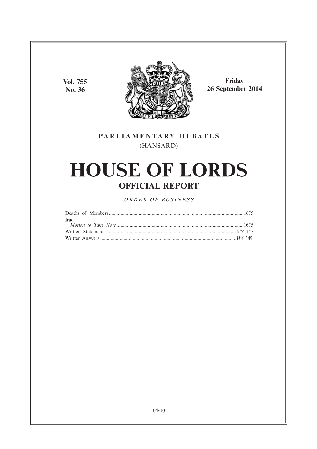 House of Lords Official Report