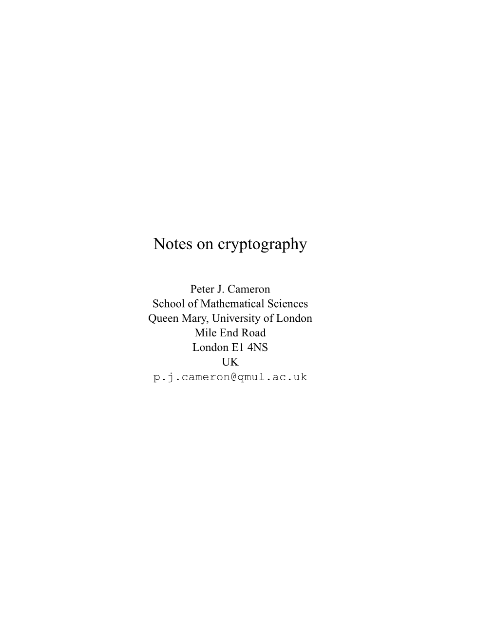 Cryptography