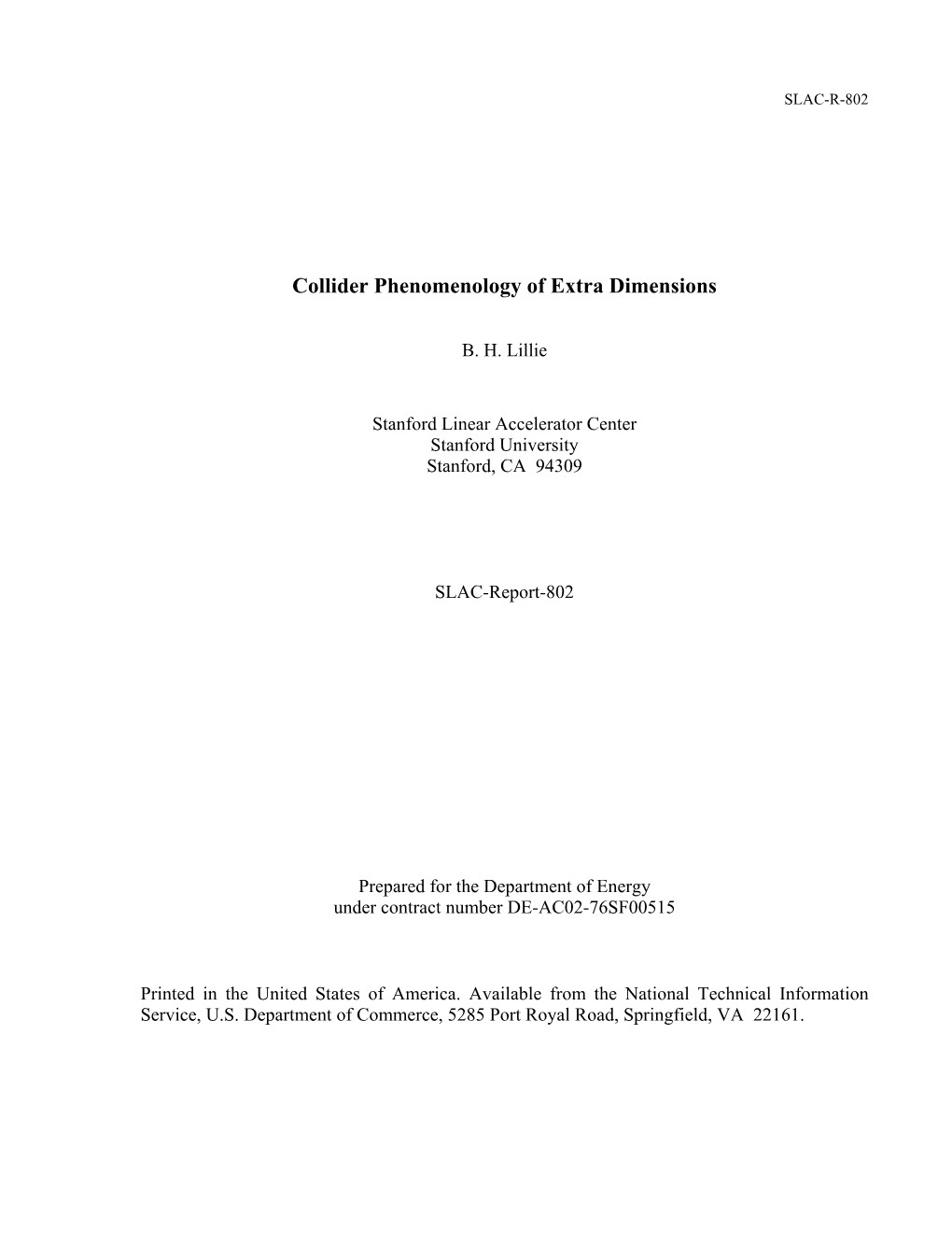 Collider Phenomenology of Extra Dimensions