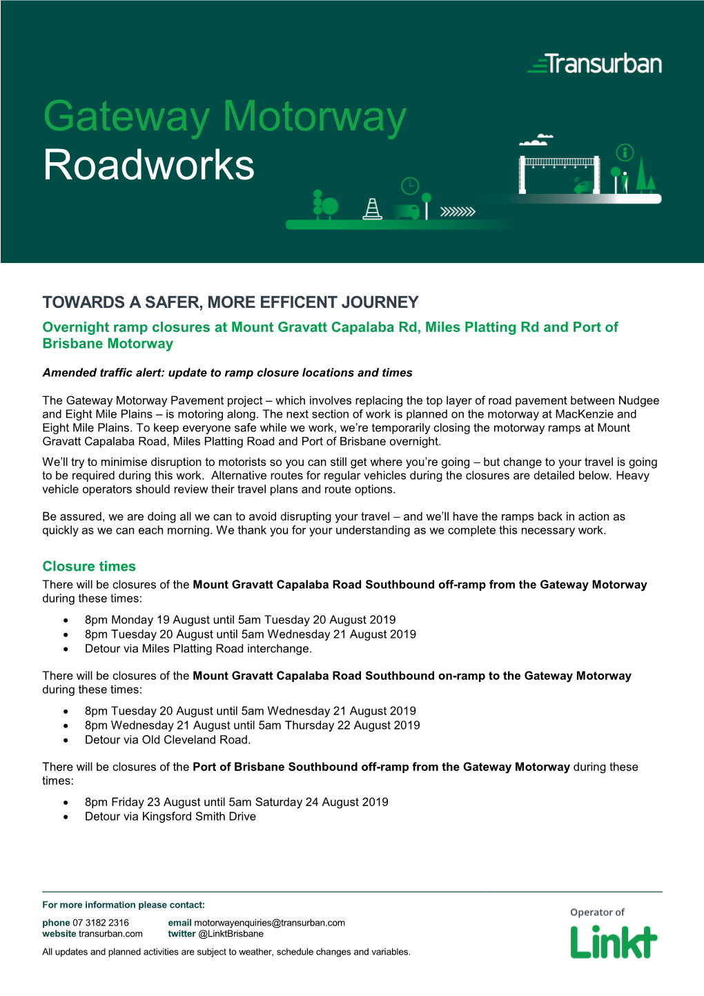 Gateway Motorway Roadworks