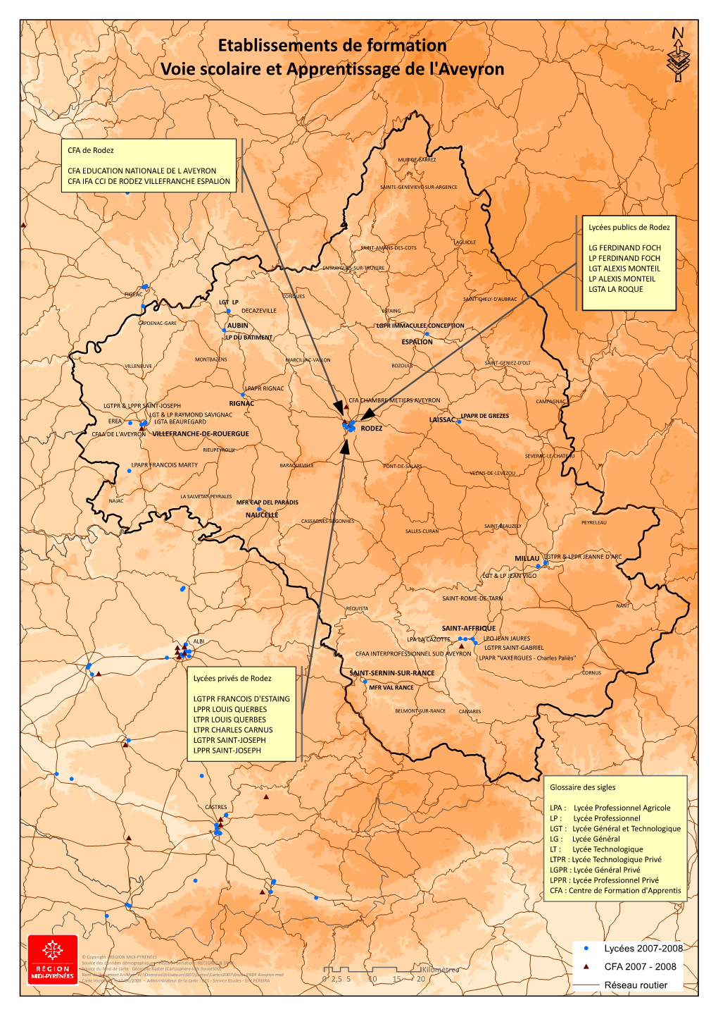 Etude PRDF Aveyron.Mxd Carte Imprimée Le 10/06/2008 - Administrateur De La Carte : DES - Service Etudes - Éric PÉREIRA 02,5 5 10 15 20 Réseau Routier