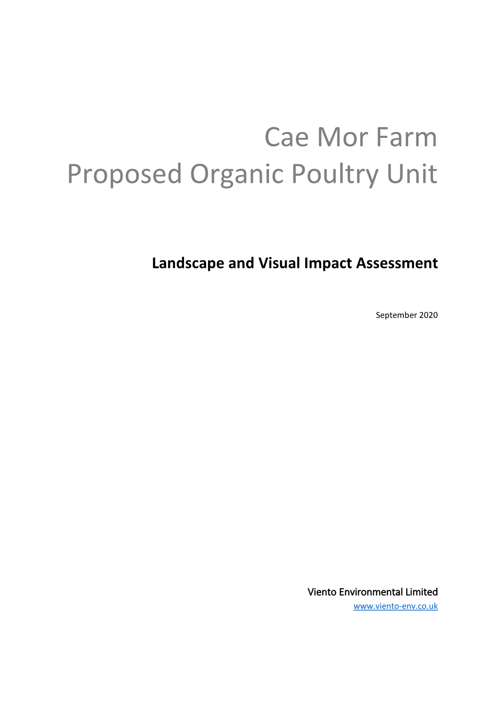 Cae Mor Farm Proposed Organic Poultry Unit