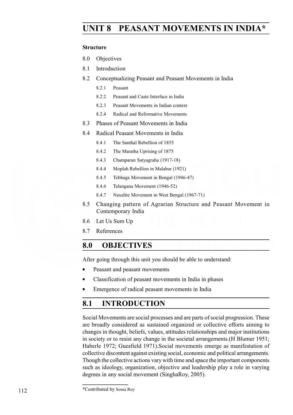 Unit 8 Peasant Movements in India*