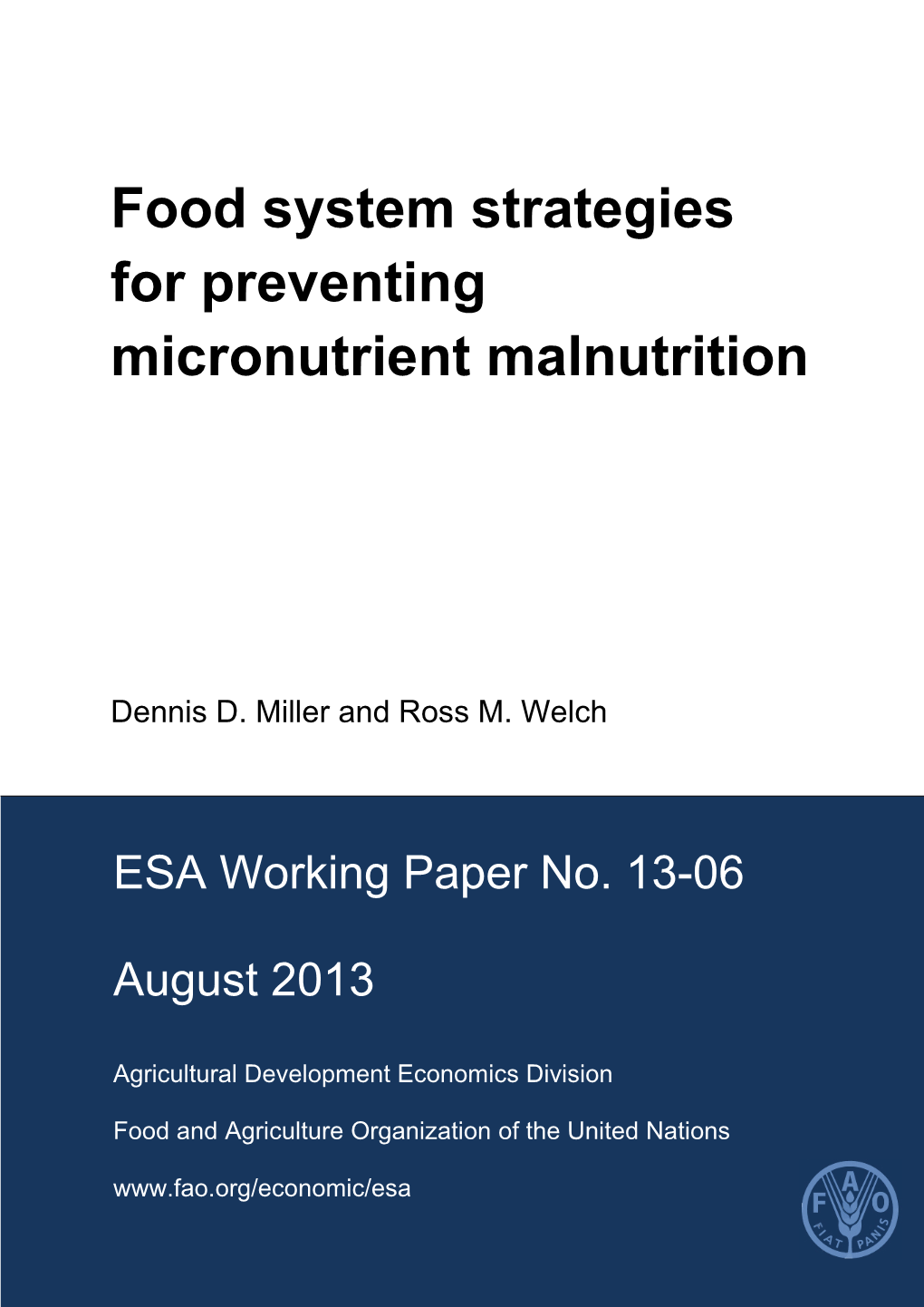 Food System Strategies for Preventing Micronutrient Malnutrition