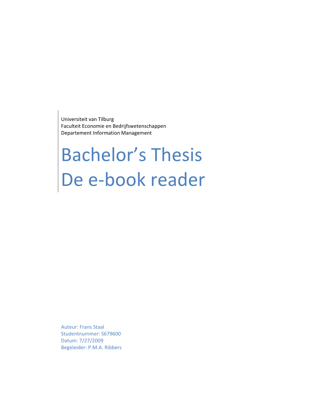 Bachelor's Thesis De E-Book Reader