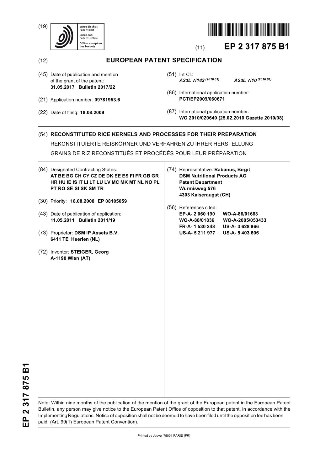 Reconstituted Rice Kernels and Processes for Their