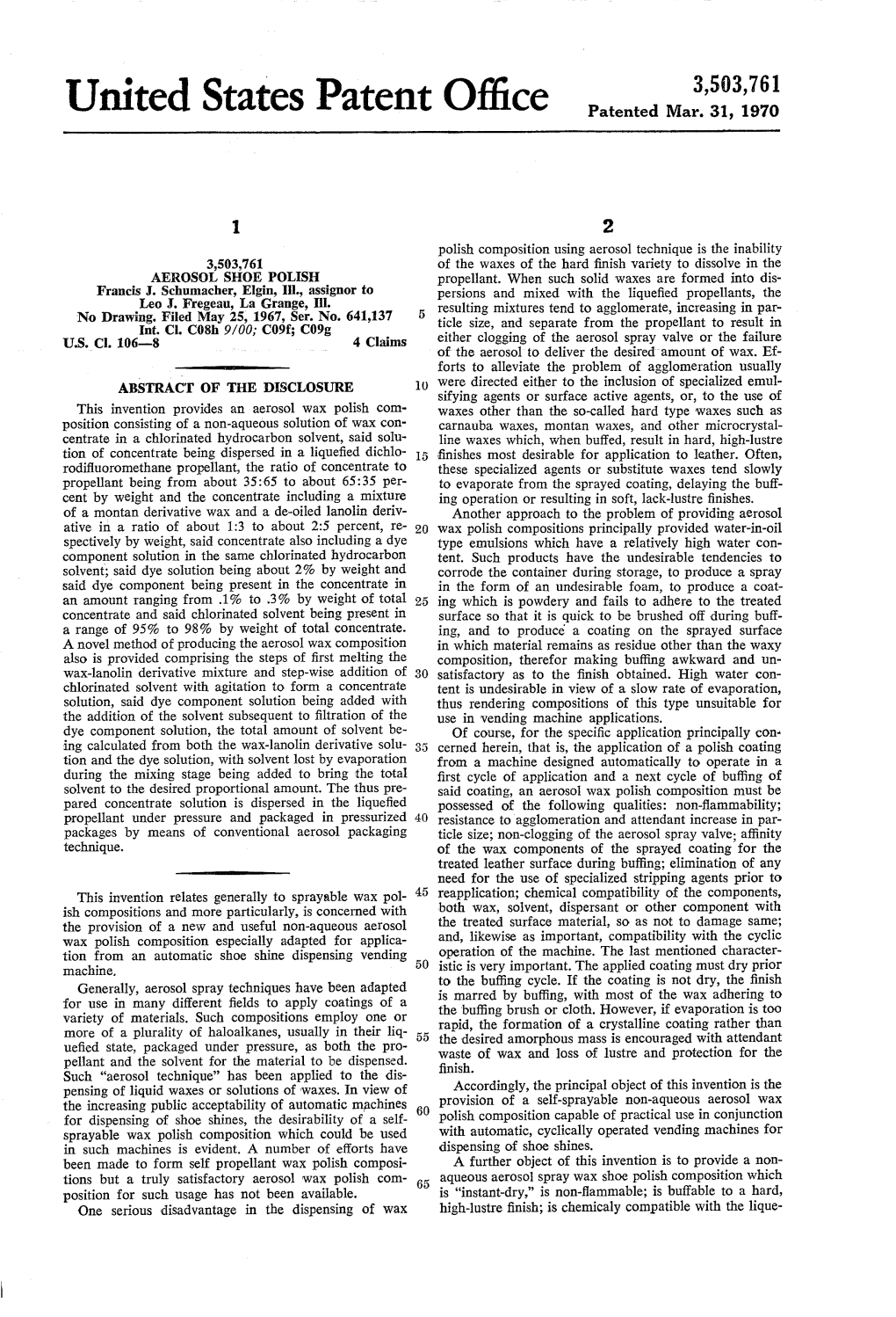 United States Patent Office Patented Mar