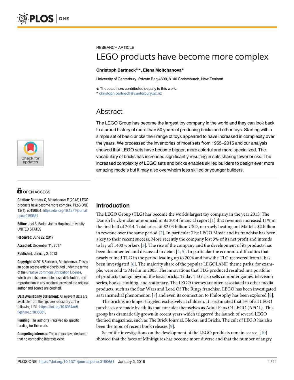 LEGO Products Have Become More Complex