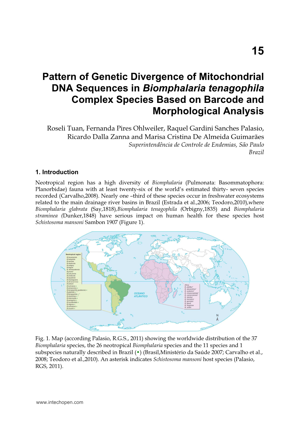 Pattern of Genetic Divergence of Mitochondrial DNA Sequences in Biomphalaria Tenagophila Complex Species Based on Barcode and Morphological Analysis