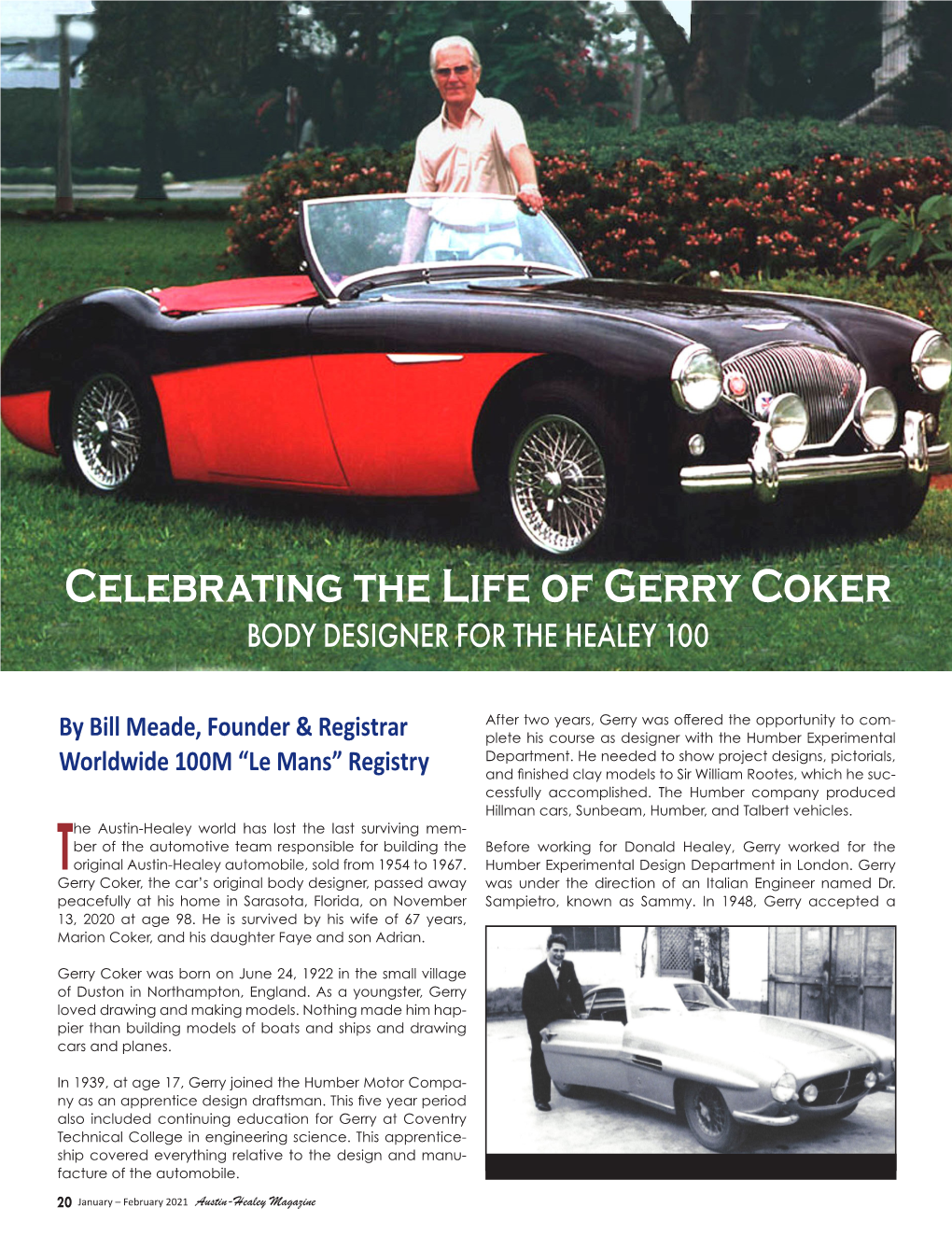 Celebrating the Life of Gerry Coker BODY DESIGNER for the HEALEY 100