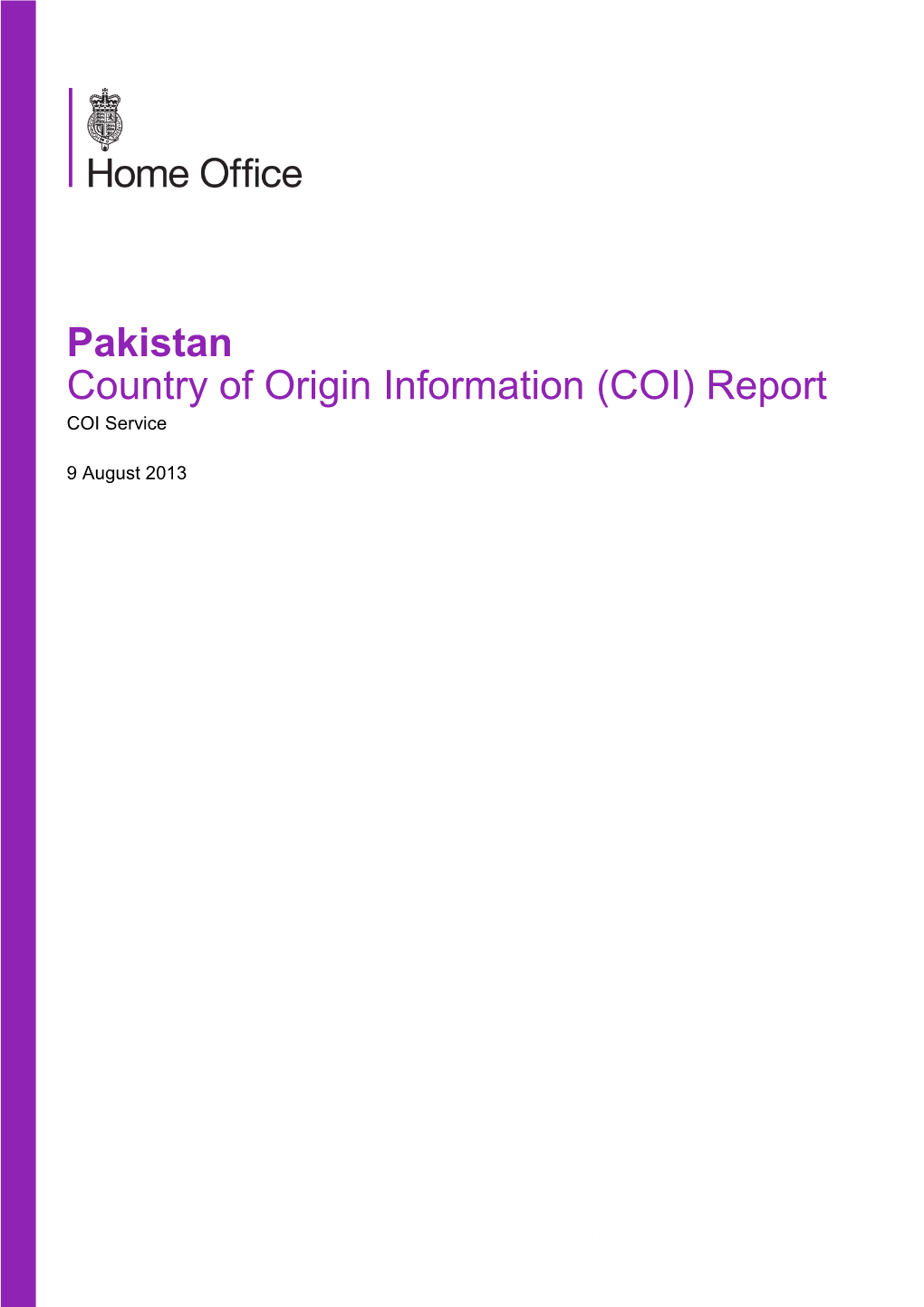 Pakistan Country of Origin Information (COI) Report COI Service