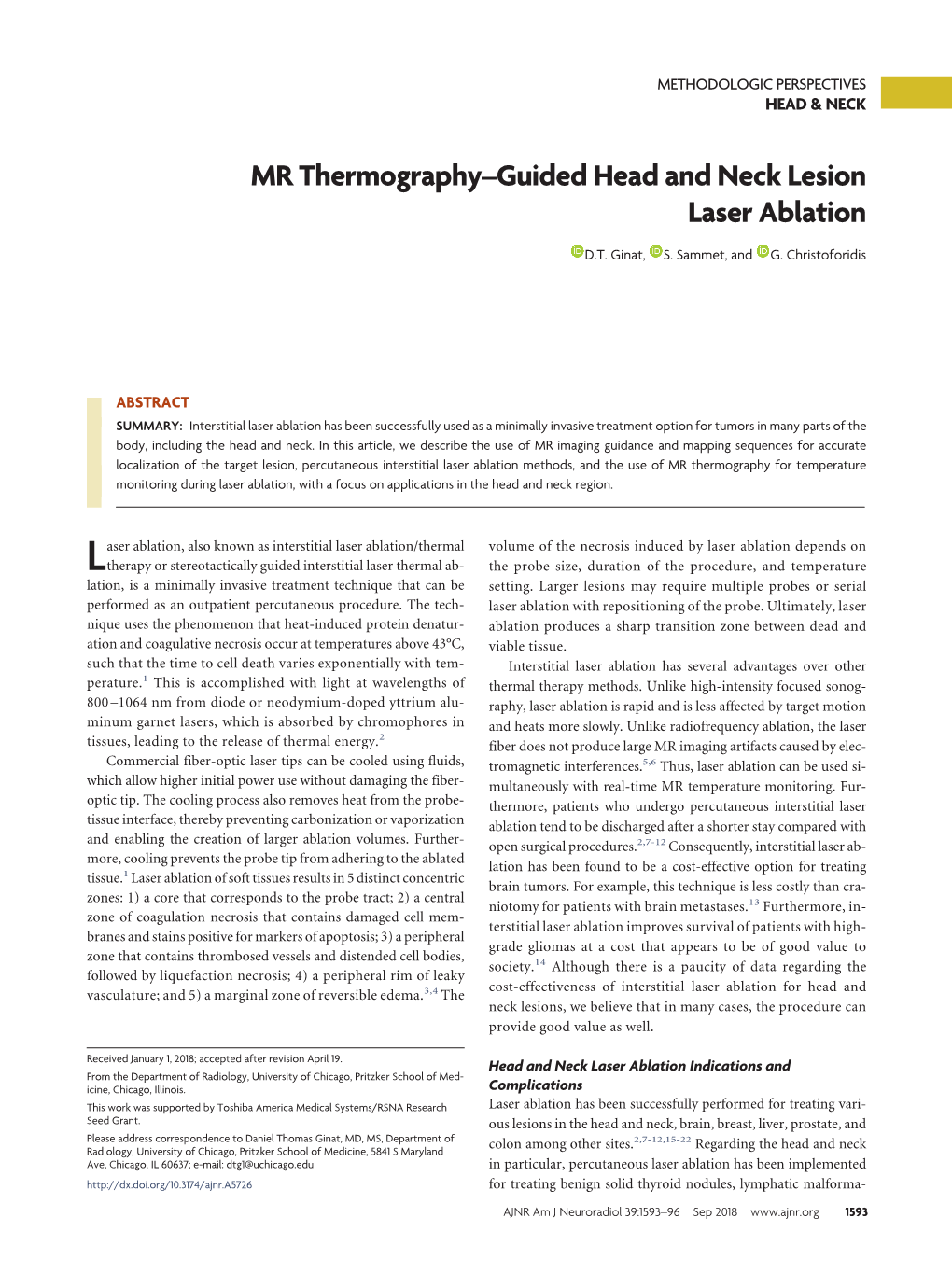 MR Thermography–Guided Head and Neck Lesion Laser Ablation