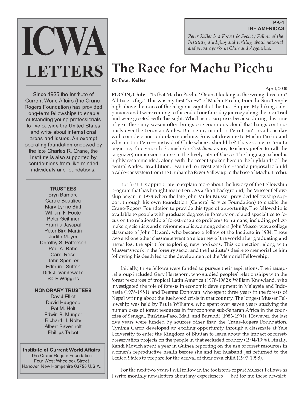 The Race for Machu Picchu