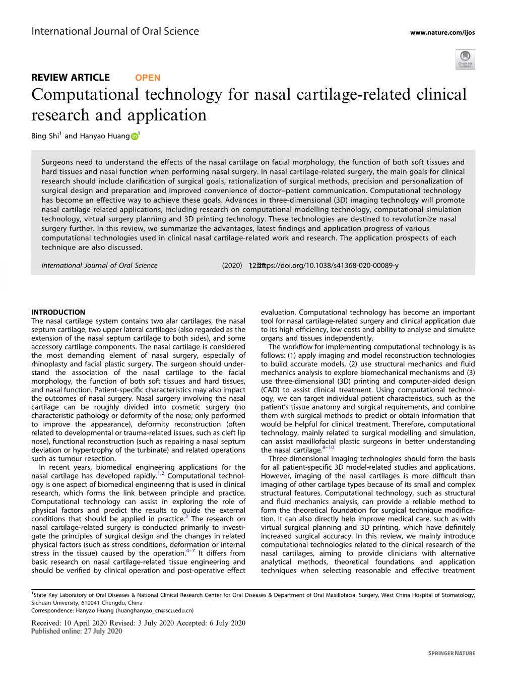 Computational Technology for Nasal Cartilage-Related Clinical Research and Application