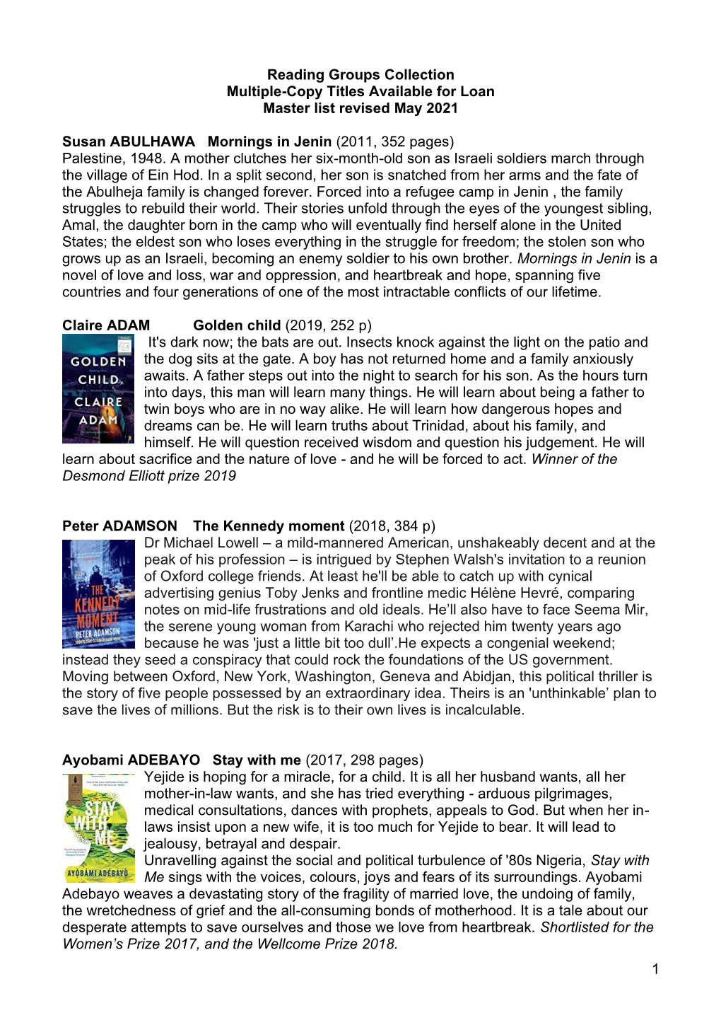 Reading Groups Booklist Master May 20