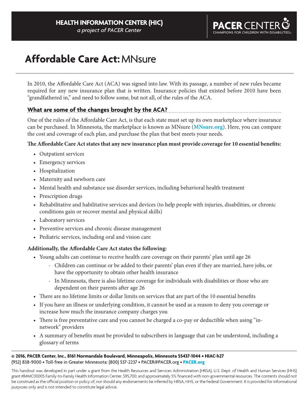 Affordable Care Act: Mnsure