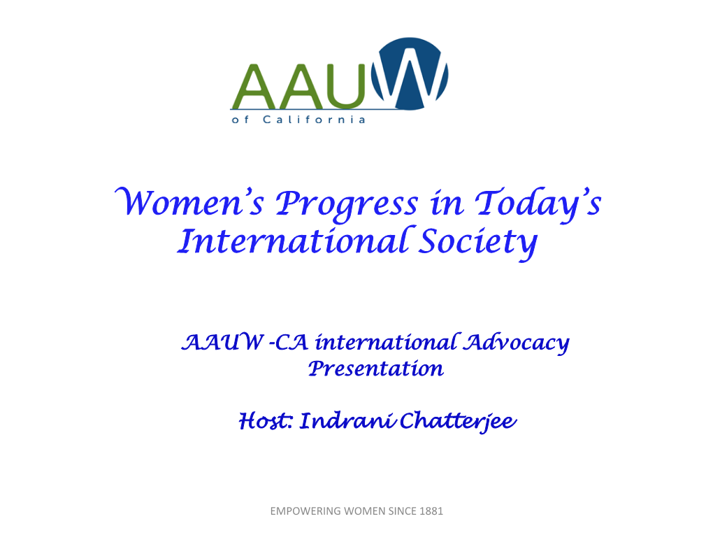 Women's Progress in Today's International Society