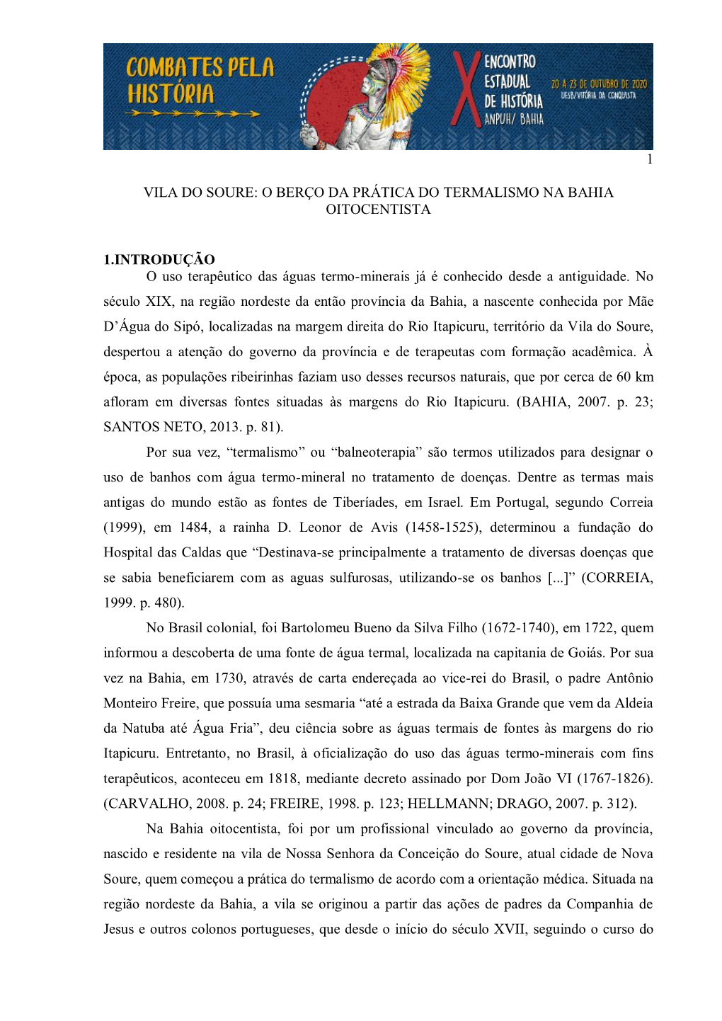 Vila Do Soure: O Berço Da Prática Do Termalismo Na Bahia Oitocentista