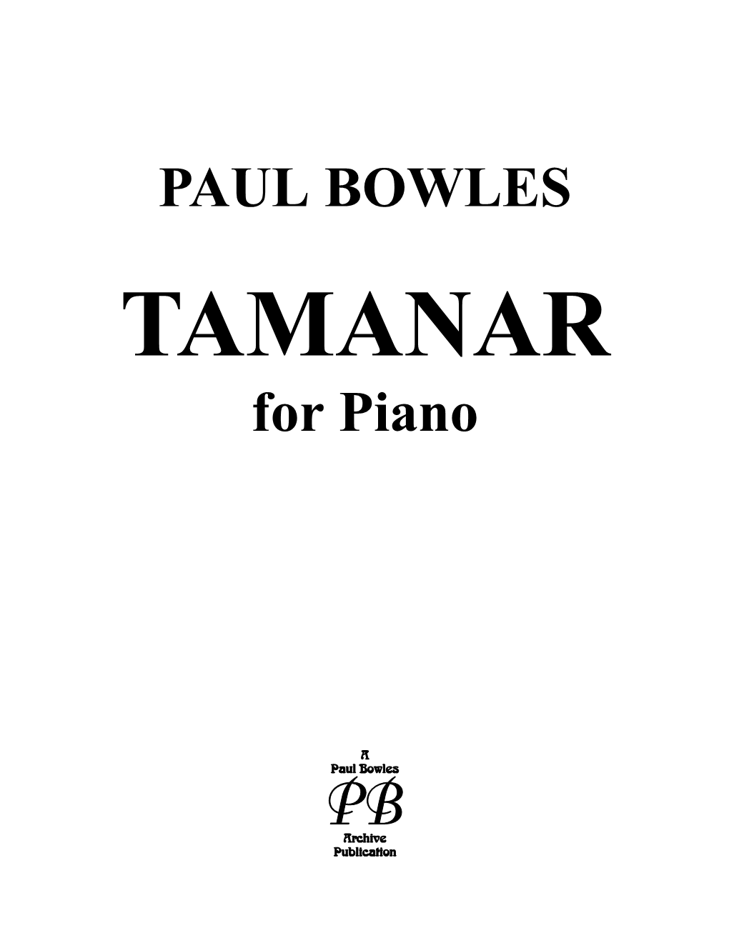 TAMANAR for Piano