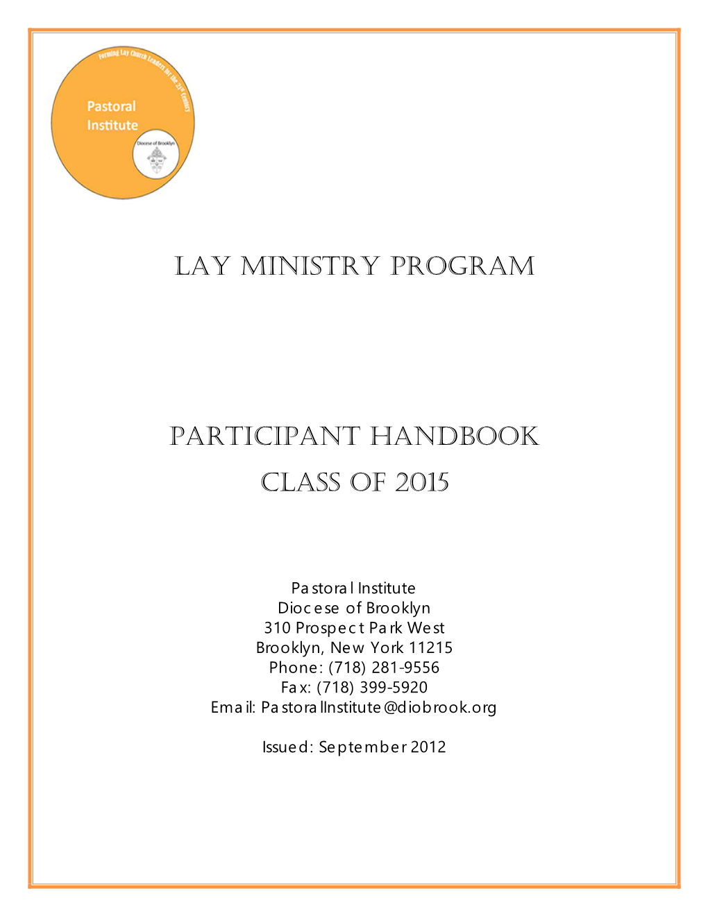 Lay Ministry Program Participant Handbook Class