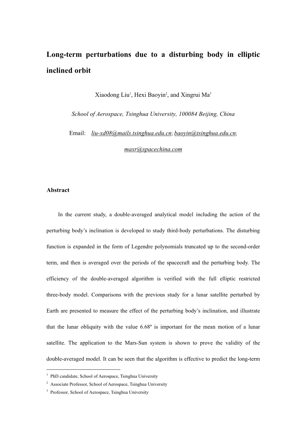 Long-Term Perturbations Due to a Disturbing Body in Elliptic Inclined Orbit