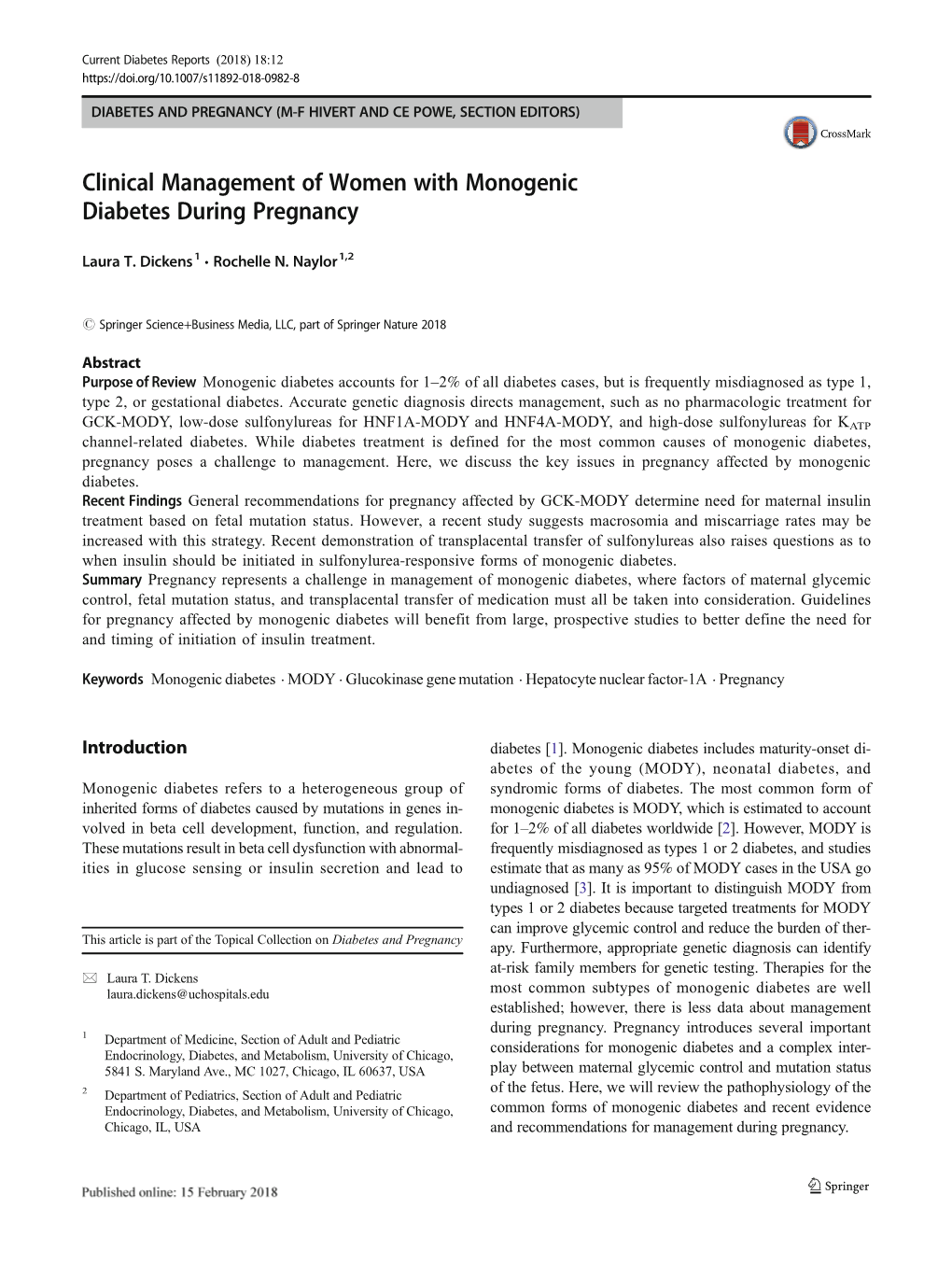 Clinical Management of Women with Monogenic Diabetes During Pregnancy