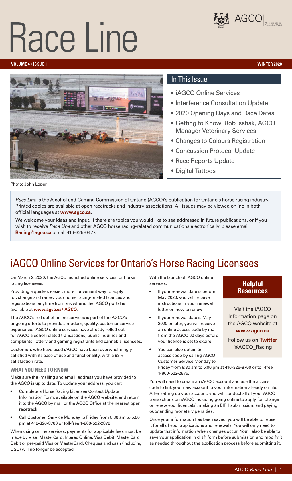 Iagco Online Services for Ontario's Horse Racing Licensees