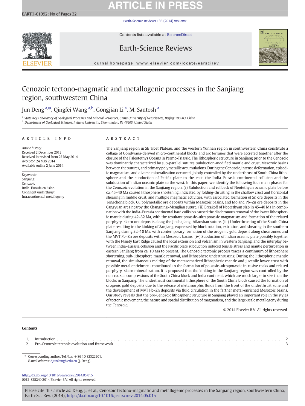 Cenozoic Tectono-Magmatic and Metallogenic Processes in the Sanjiang Region, Southwestern China