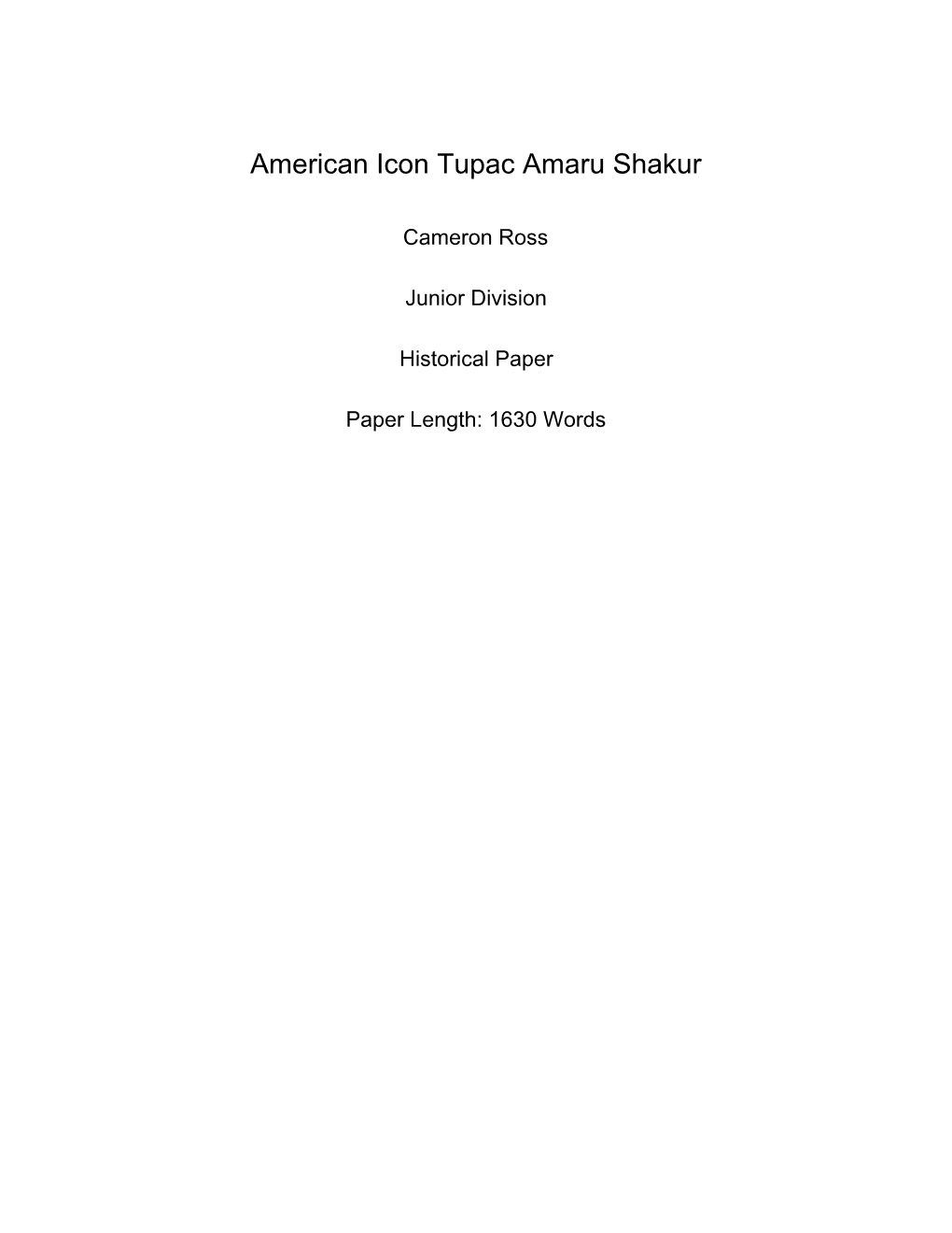 American Icon Tupac Amaru Shakur