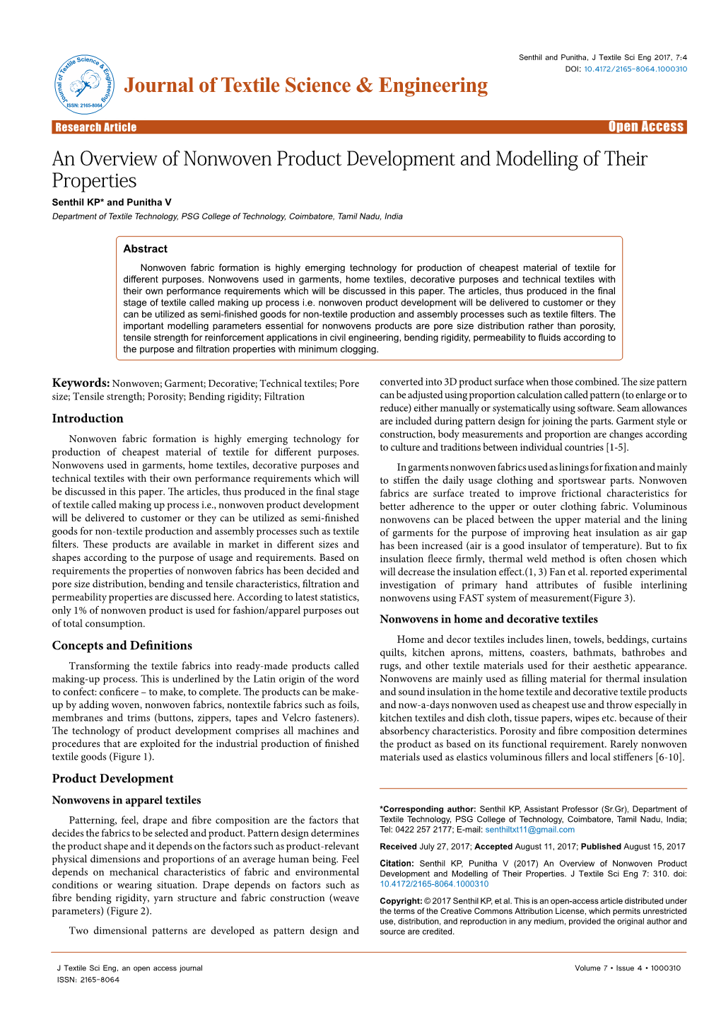 An Overview of Nonwoven Product Development and Modelling Of