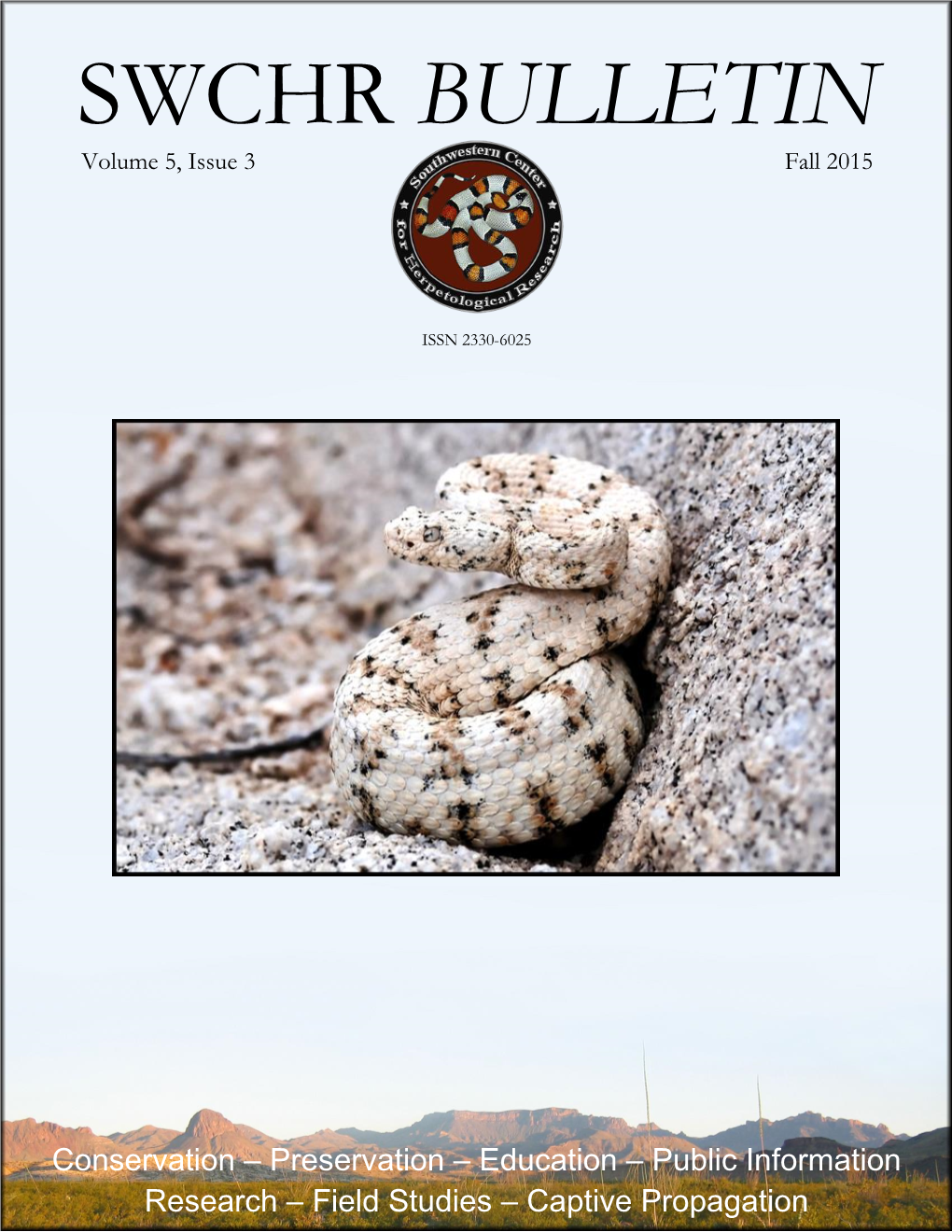 SWCHR BULLETIN Volume 5, Issue 3 Fall 2015