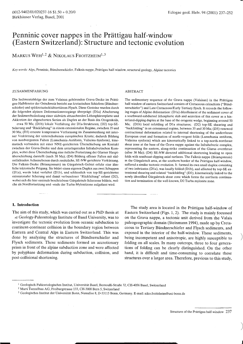 Structure and Tectonic Evolution Penninic Cover