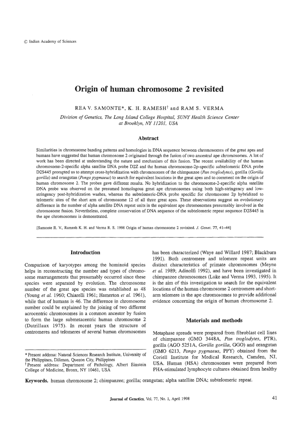 Origin of Human Chromosome 2 Revisited