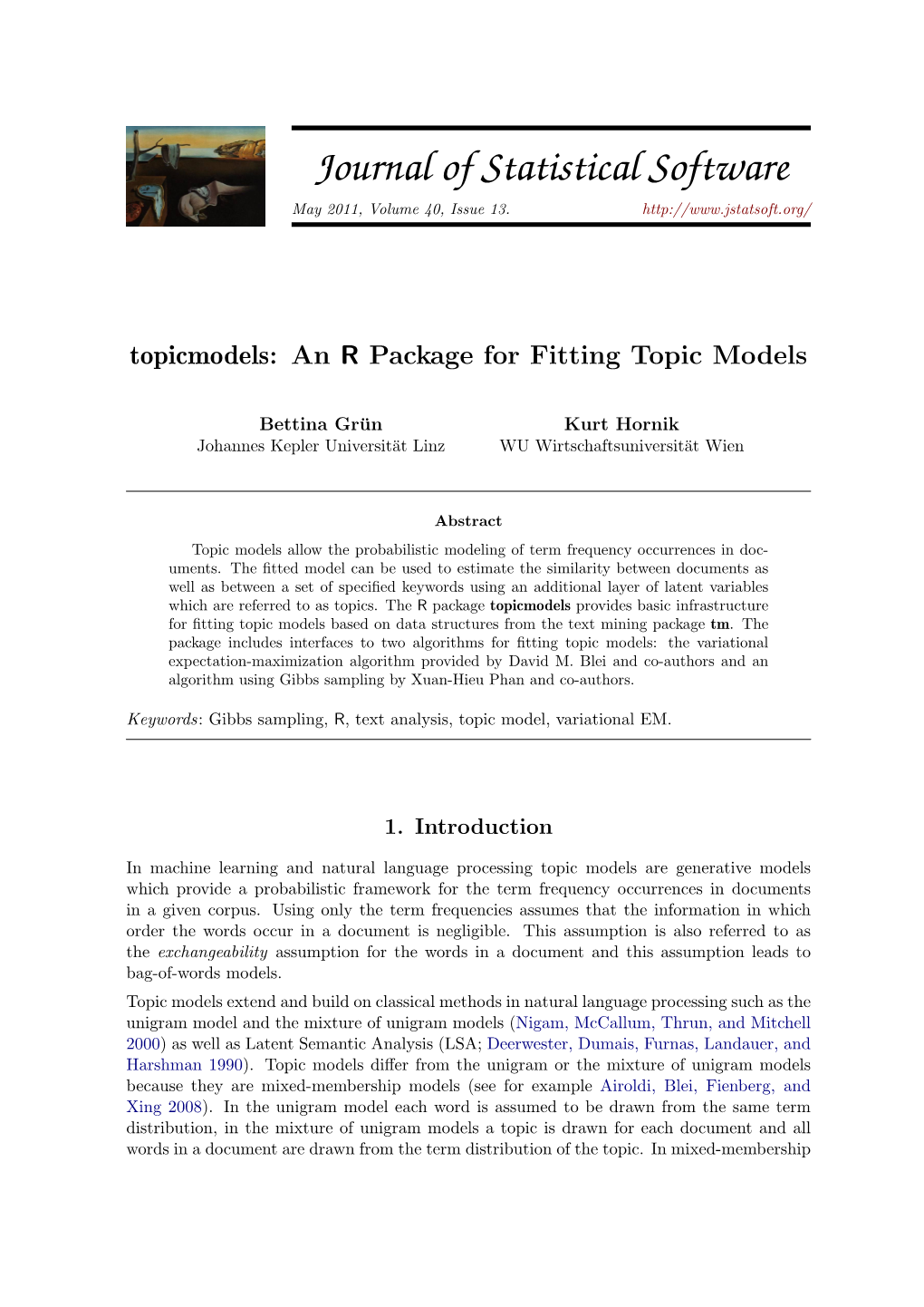 Topicmodels: an R Package for Fitting Topic Models