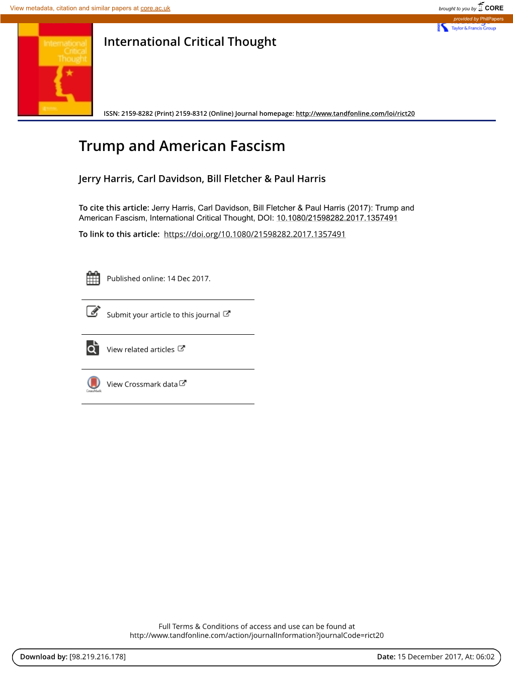 Trump and American Fascism