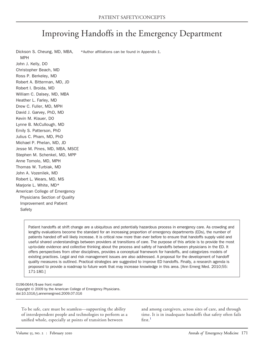 Improving Handoffs in the Emergency Department