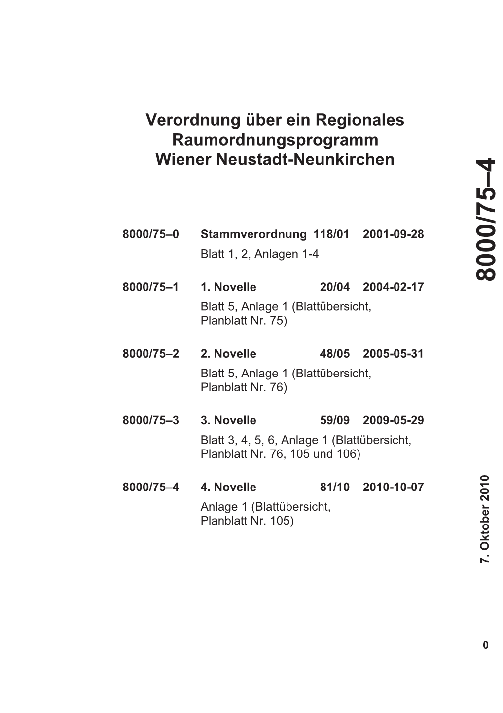 Verordnung Über Ein Regionales Raumordnungsprogramm Wiener Neustadt-Neunkirchen