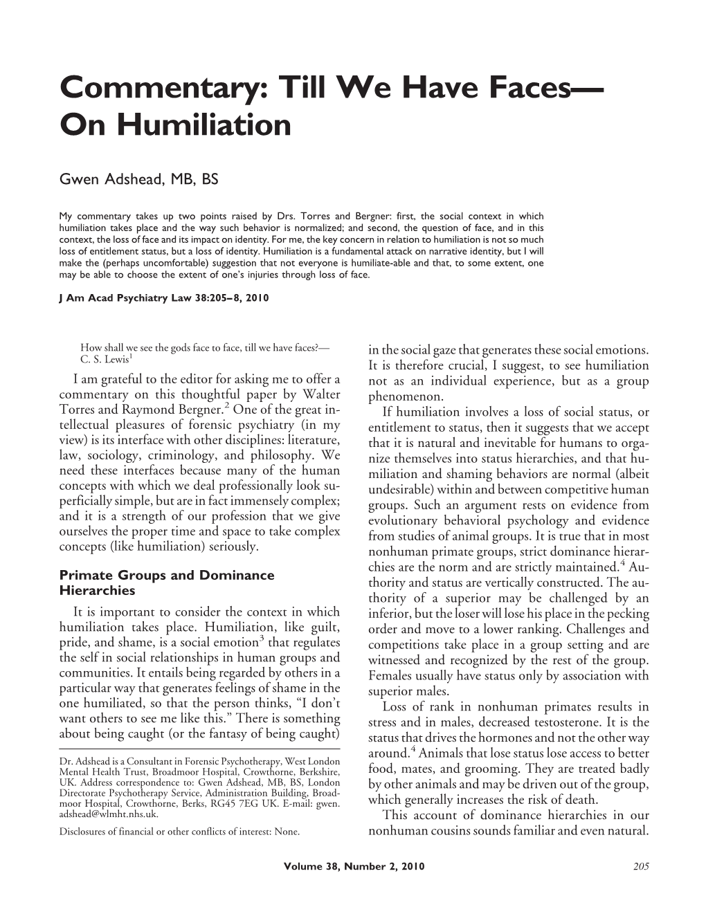 On Humiliation