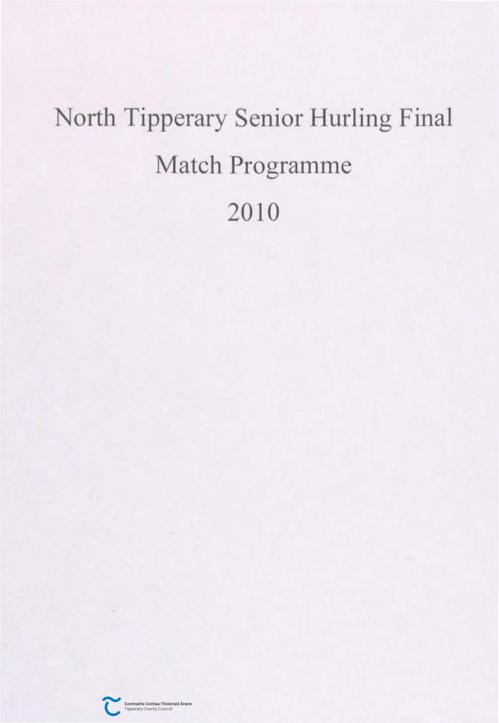 North Tipperary Senior Hurling Final Match Programme