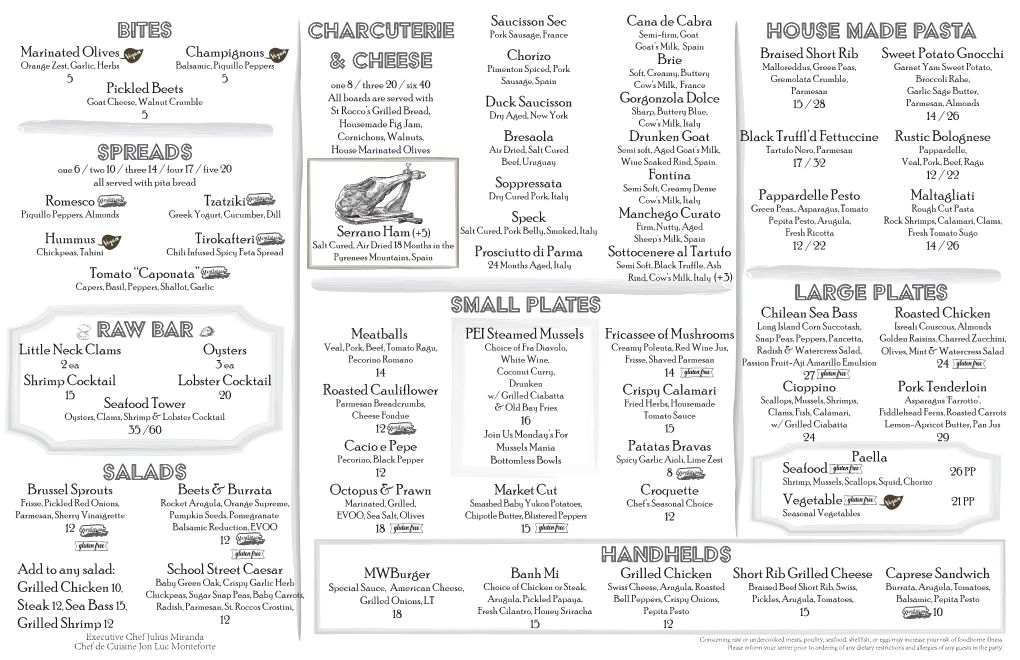 LARGE PLATES Handhelds Raw Bar SMALL PLATES House Made Pasta