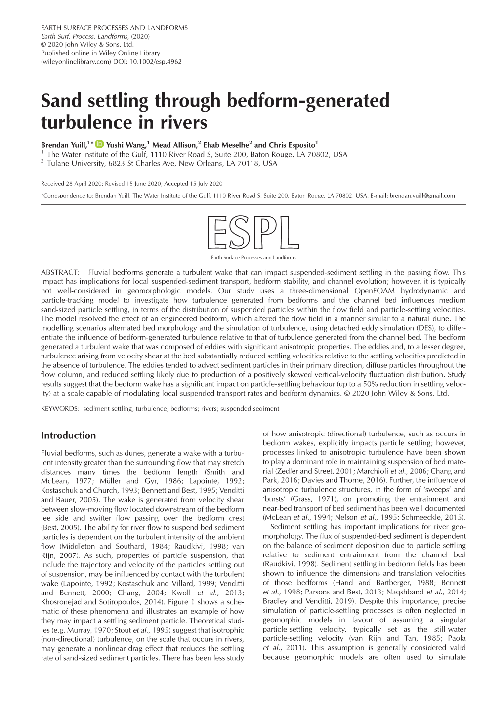 Sand Settling Through Bedform‐Generated Turbulence in Rivers