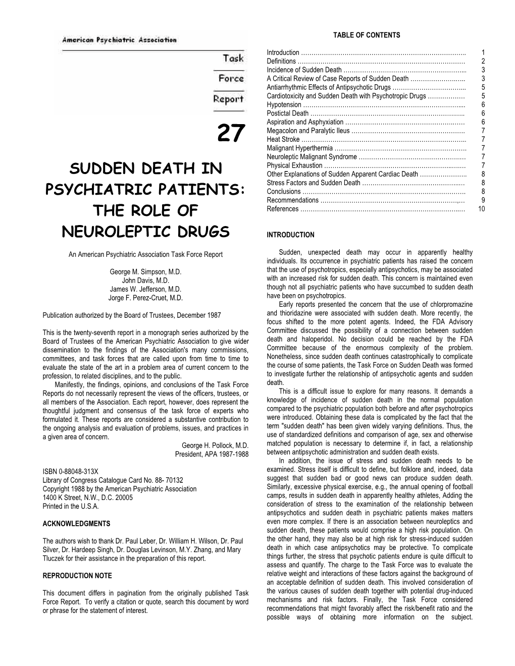 Sudden Death in Psychiatric Patients: the Role of Neuroleptic Drugs