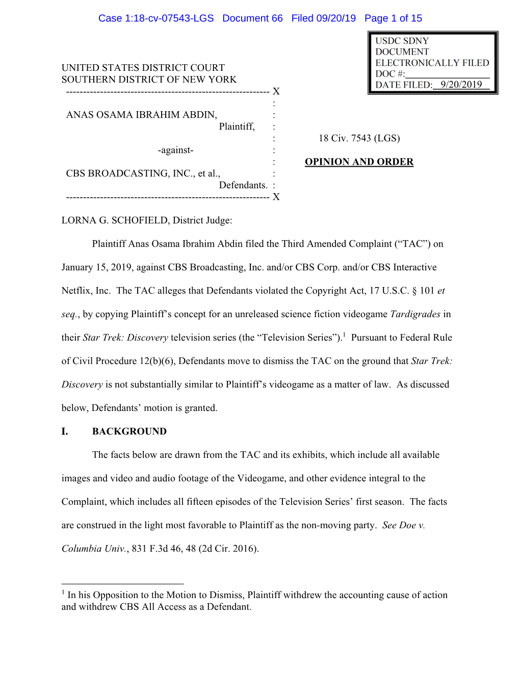 Plaintiff Anas Osama Ibrahim Abdin Filed the Third Amended Complaint (“TAC”) On