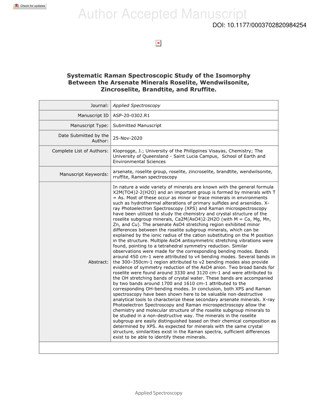 Systematic Raman Spectroscopic Study of the Isomorphy Between the Arsenate Minerals Roselite, Wendwilsonite, Zincroselite, Brandtite, and Rruffite