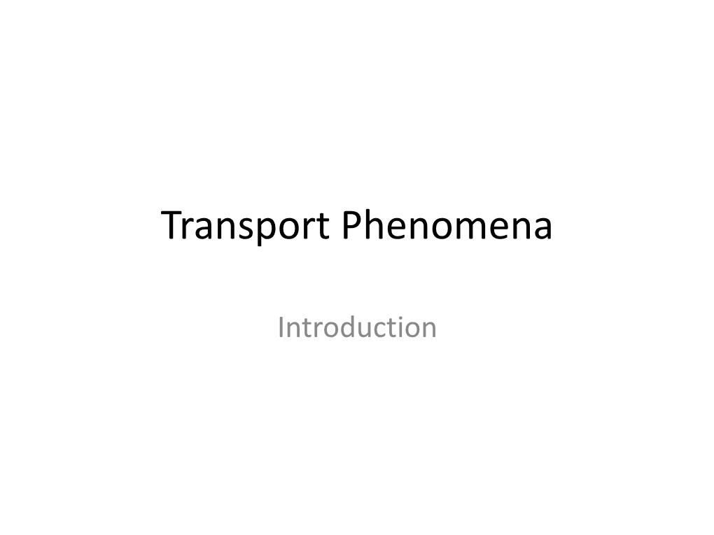 Transport Phenomena