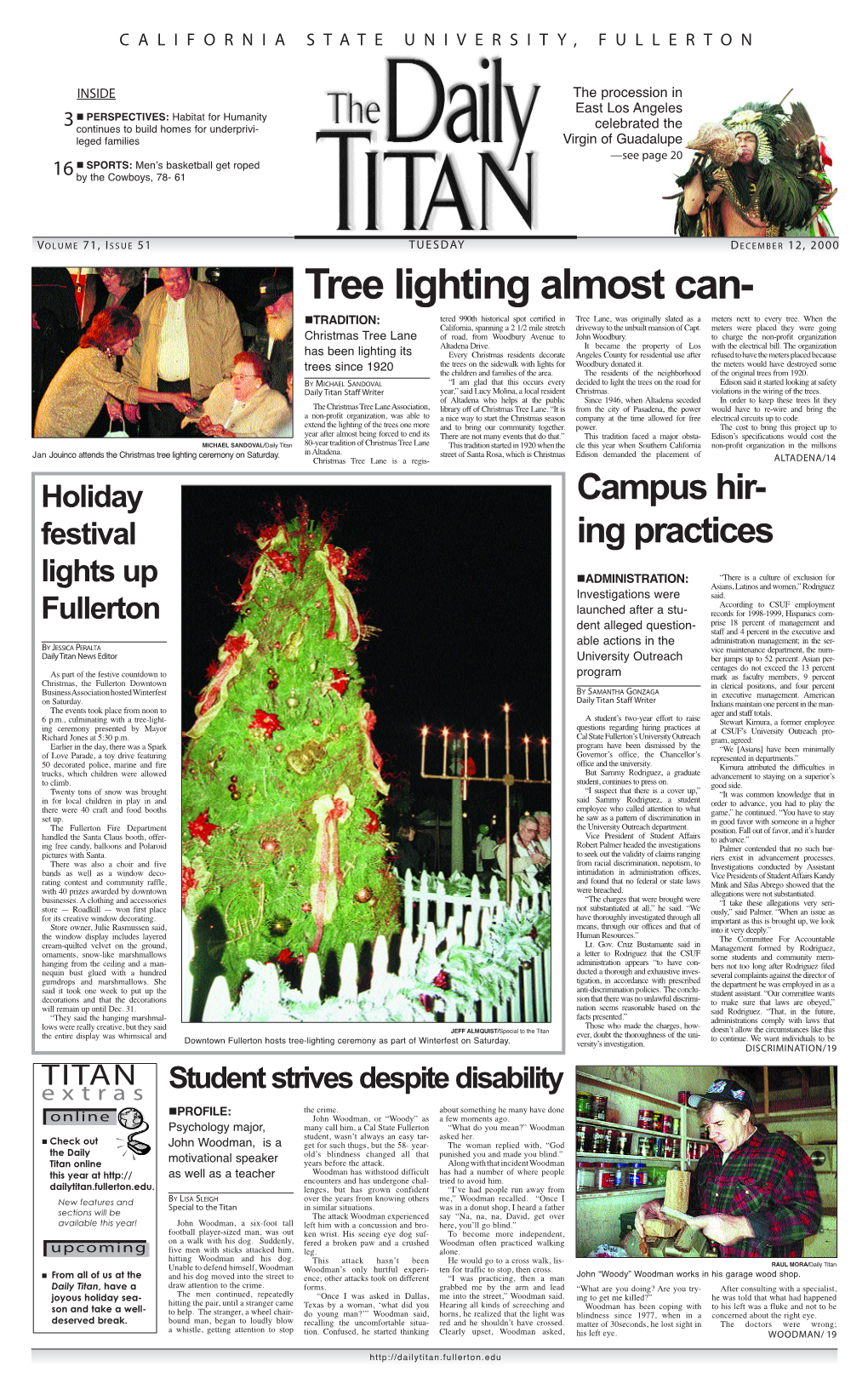 Tree Lighting Almost Can- Ntradition: Tered 990Th Historical Spot Certified in Tree Lane, Was Originally Slated As a Meters Next to Every Tree