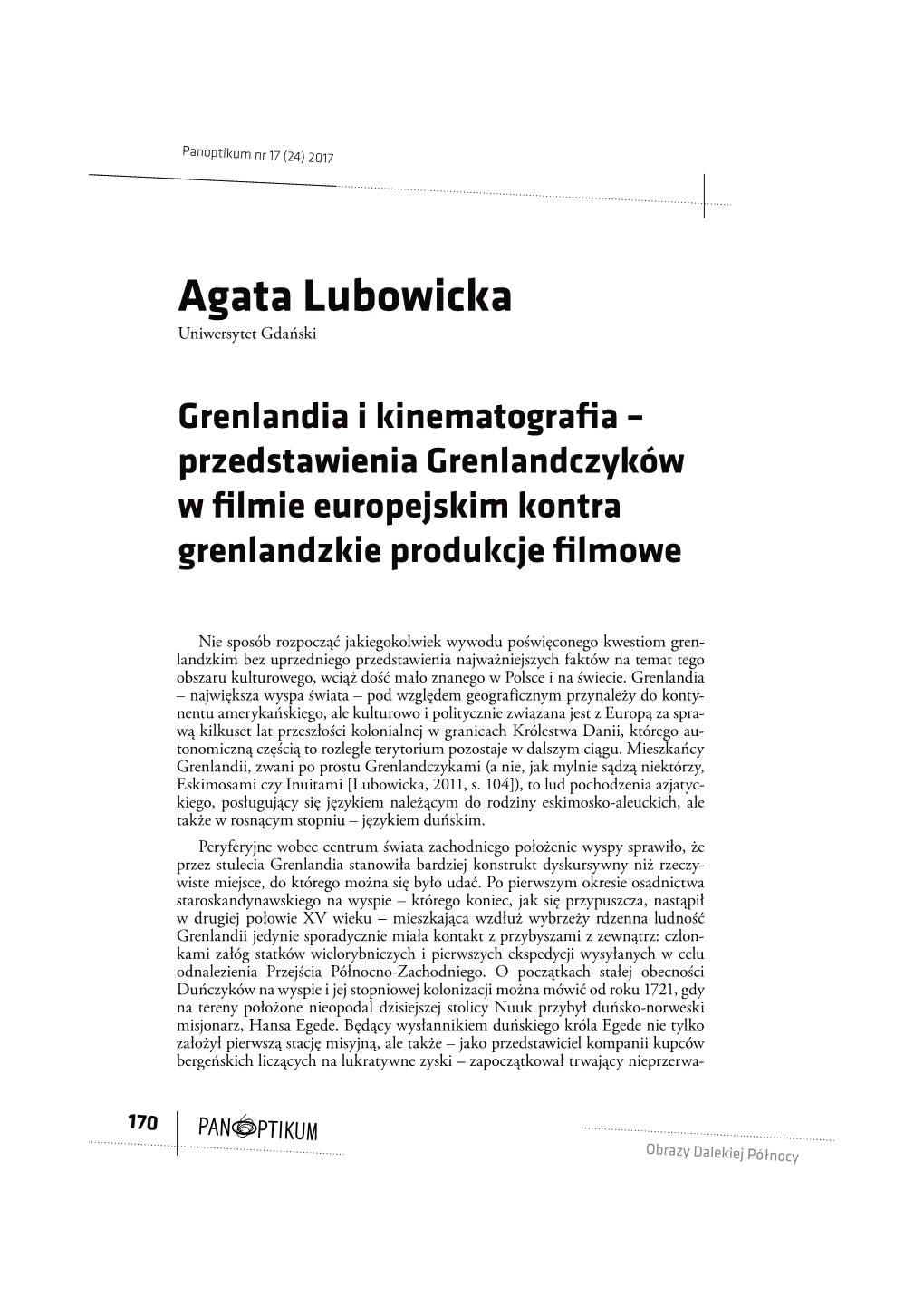 Agata Lubowicka Uniwersytet Gdański